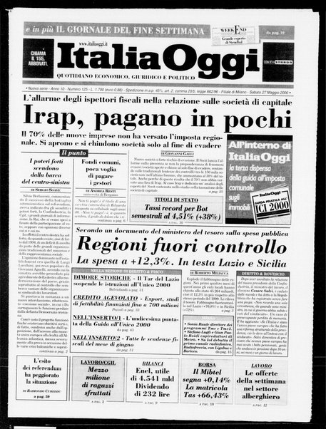 Italia oggi : quotidiano di economia finanza e politica